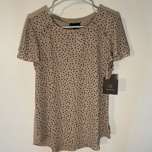 NWT fortune + ivy mixed mat. flutter sleeve blouse